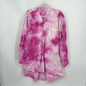 Vintage Franz Seidel shirt tie dye pink tunic Sz M Lagenlook OOAK